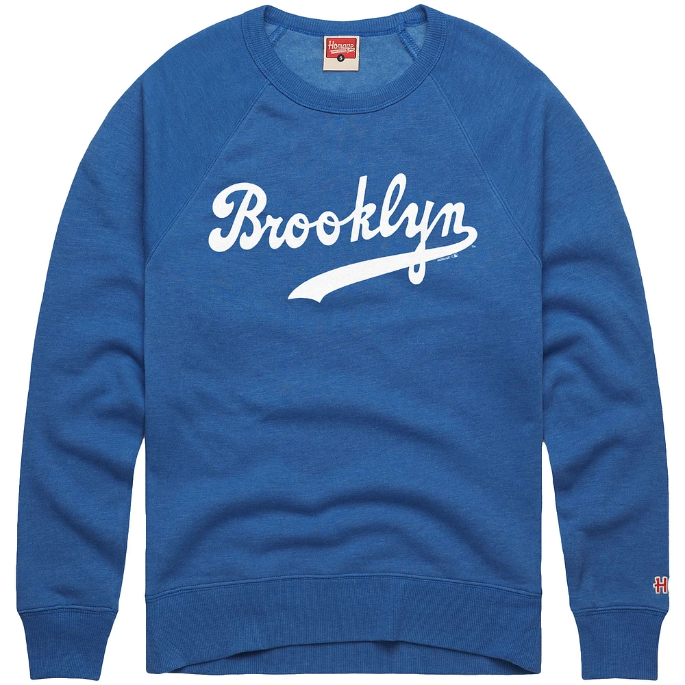 Men's Homage  Royal Brooklyn Dodgers Retro Tri-Blend Pullover Sweatshirt