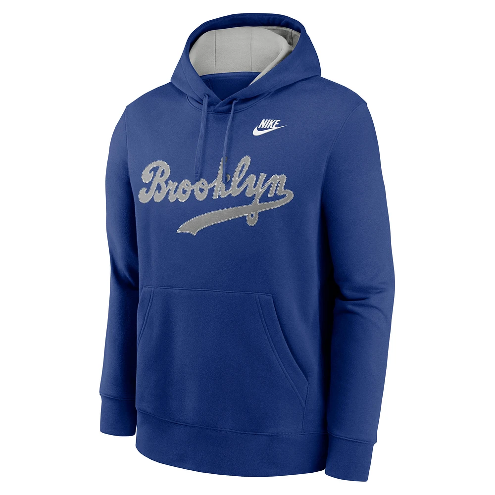 Sweat à capuche Nike Rush Blue Brooklyn Dodgers Rewind Club Logo pour homme