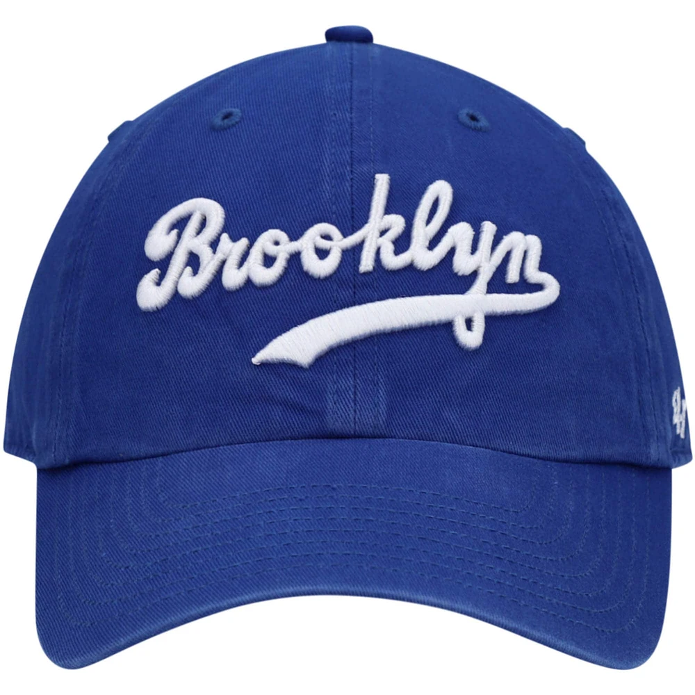 Men's '47 Royal Brooklyn Dodgers Logo Cooperstown Collection Clean Up Adjustable Hat
