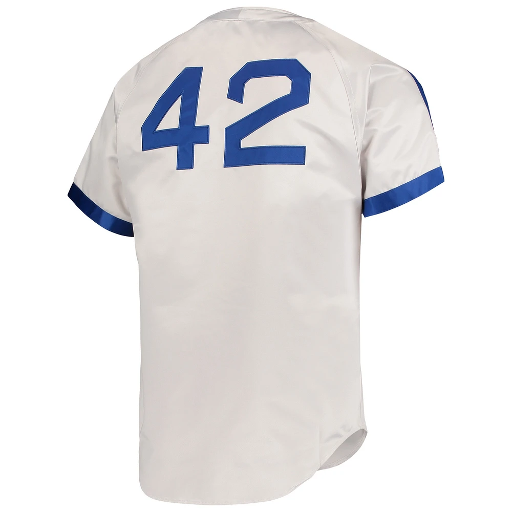 Men's Mitchell & Ness Jackie Robinson Gray Brooklyn Dodgers Cooperstown Collection Authentic Jersey