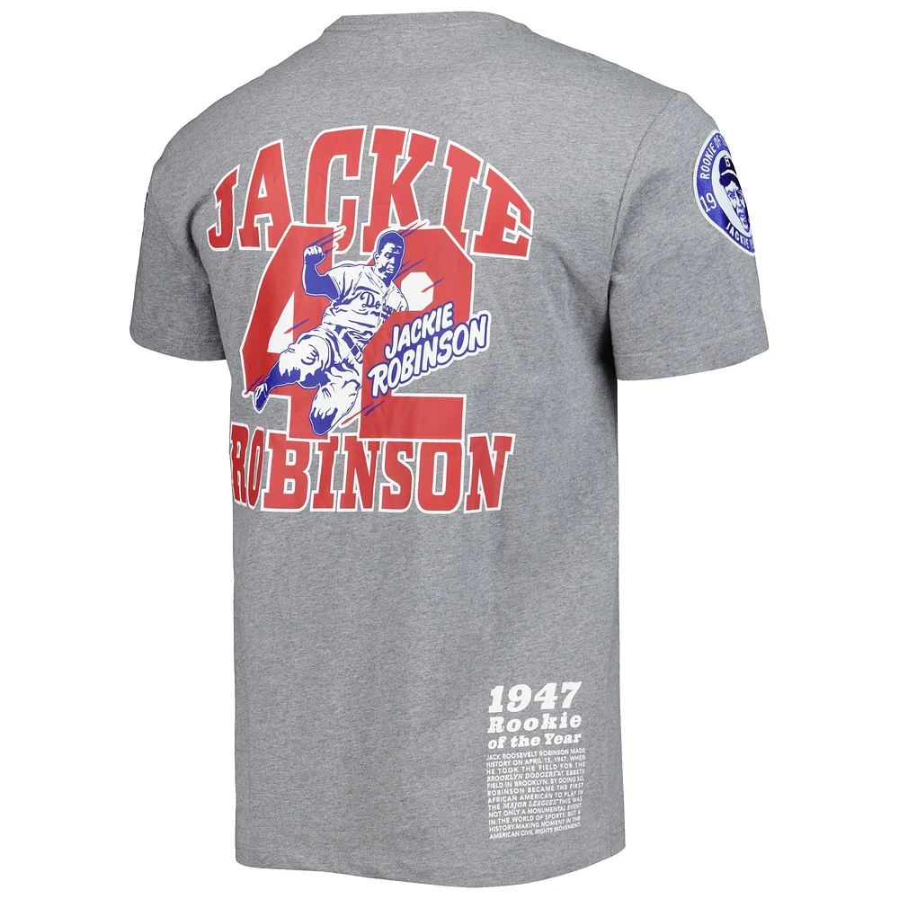 Men's Mitchell & Ness Jackie Robinson Gray Brooklyn Dodgers Cooperstown Collection Legends T-Shirt