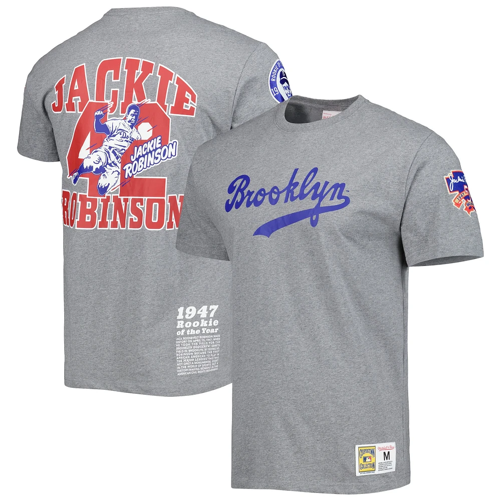 Mitchell & Ness Jackie Robinson gris Brooklyn Dodgers Cooperstown Collection Legends T-shirt pour hommes