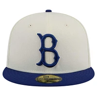 Men's New Era Cream Brooklyn Dodgers Cooperstown Collection Chrome 59FIFTY Fitted Hat