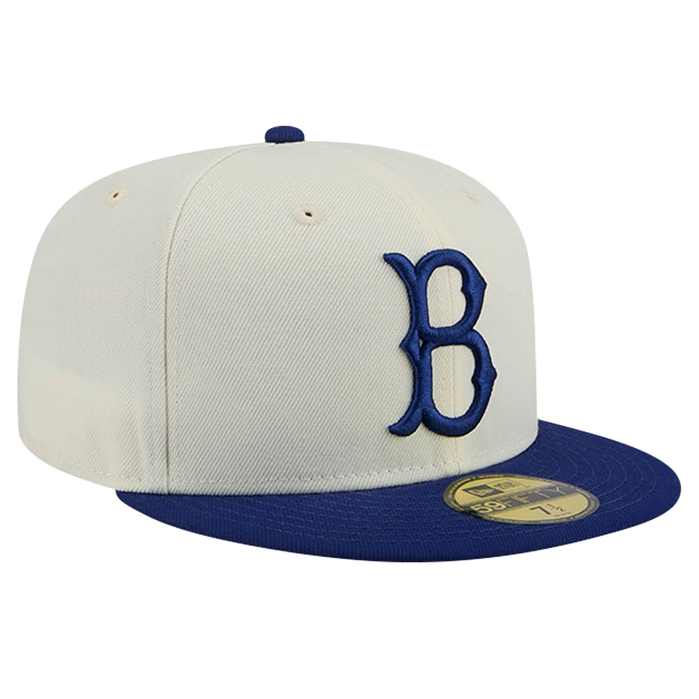 Men's New Era Cream Brooklyn Dodgers Cooperstown Collection Chrome 59FIFTY Fitted Hat