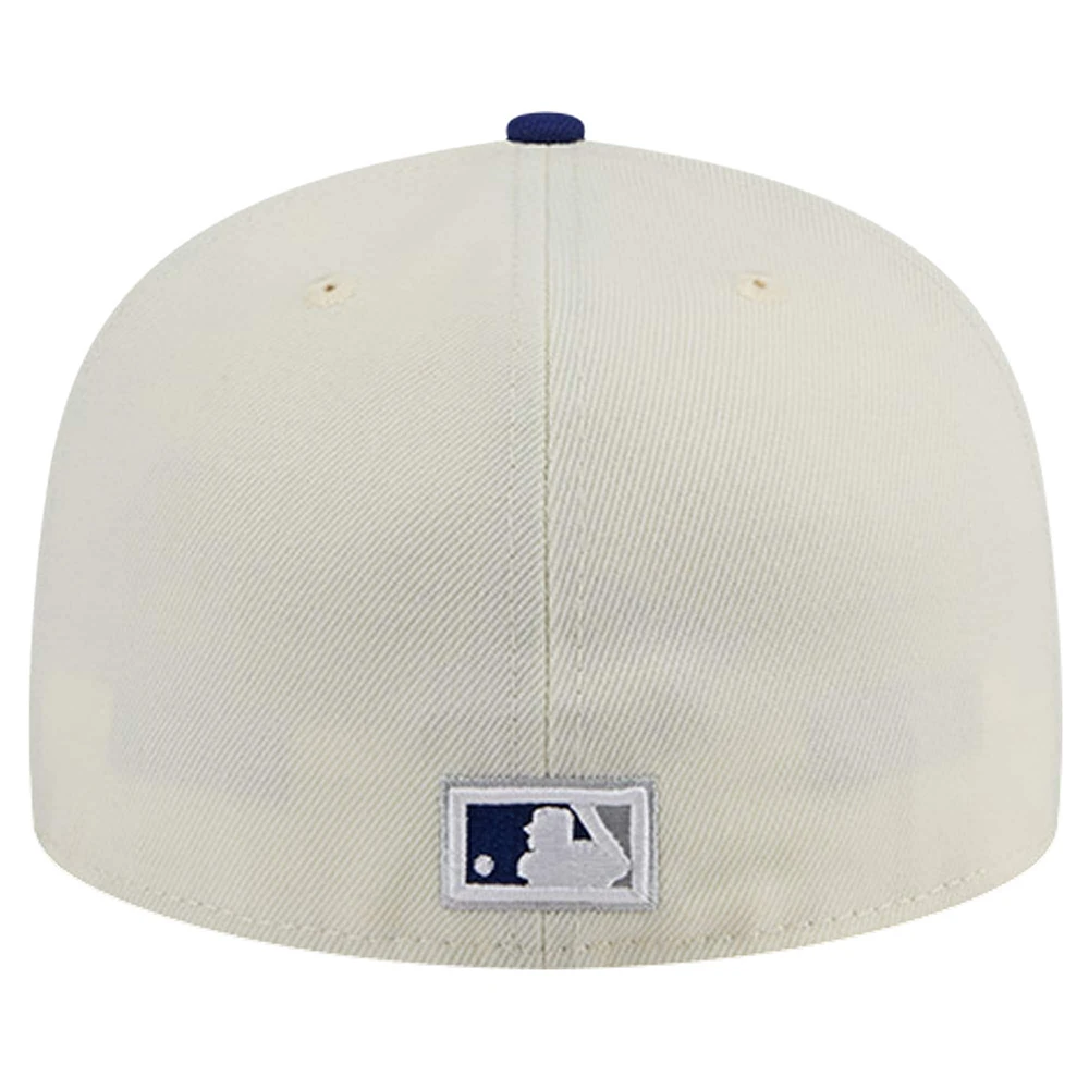 Men's New Era Cream Brooklyn Dodgers Cooperstown Collection Chrome 59FIFTY Fitted Hat