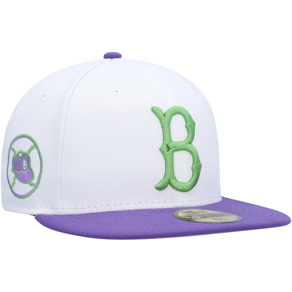 Men's New Era White Brooklyn Dodgers  Side Patch 59FIFTY Fitted Hat