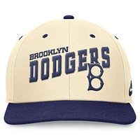 Casquette Snapback Performance Nike Crème/Royal Brooklyn Dodgers Rewind Cooperstown Collection pour hommes