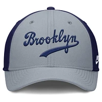 Men's Nike Gray/Navy Brooklyn Dodgers Rise Swoosh Performance Flex Hat