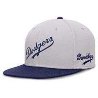Men's Nike Gray Brooklyn Dodgers Cooperstown Collection True Performance Fitted Hat