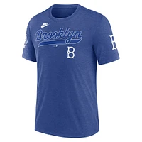 T-shirt Nike pour homme, chiné royal, Brooklyn Dodgers, collection Cooperstown Eras Tri-Blend
