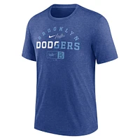 T-shirt pour homme Nike Heather Royal Brooklyn Dodgers Rewind Review Slash Tri-Blend