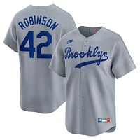 Maillot Nike Jackie Robinson gris Brooklyn Dodgers Throwback Cooperstown Collection Limited pour homme