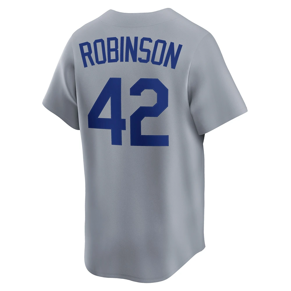 Maillot Nike Jackie Robinson gris Brooklyn Dodgers Throwback Cooperstown Collection Limited pour homme