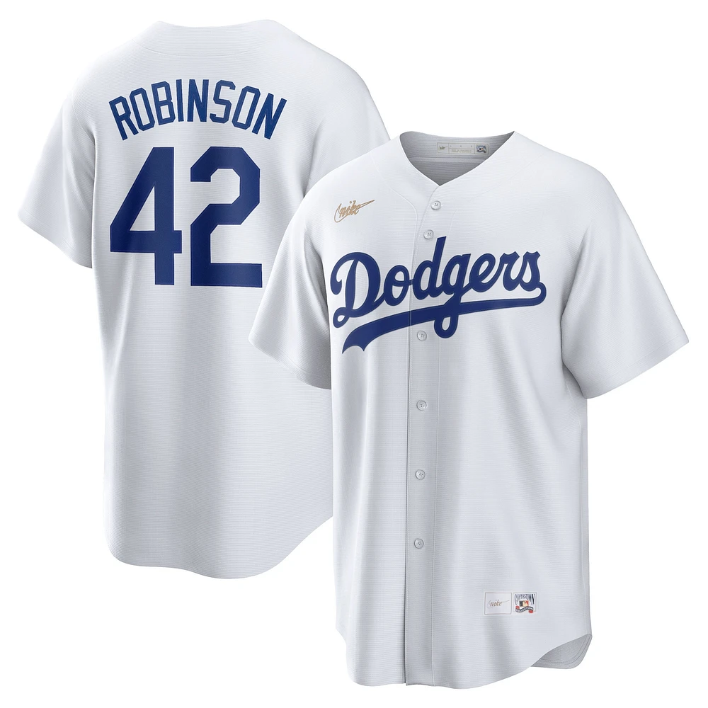 Maillot de joueur Nike Jackie Robinson blanc Brooklyn Dodgers domicile Cooperstown Collection pour homme