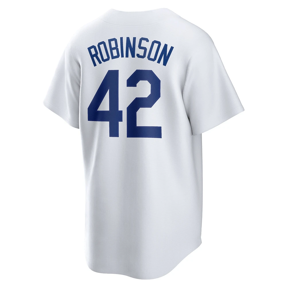 Maillot de joueur Nike Jackie Robinson blanc Brooklyn Dodgers domicile Cooperstown Collection pour homme