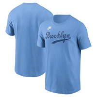 T-shirt Nike bleu clair Brooklyn Dodgers Cooperstown Wordmark pour homme