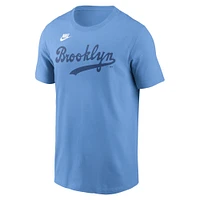 Men's Nike Light Blue Brooklyn Dodgers Cooperstown Wordmark T-Shirt