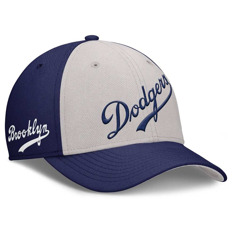 Casquette Nike Performance Flex Rise Swoosh pour homme, bleu marine/gris, Brooklyn Dodgers