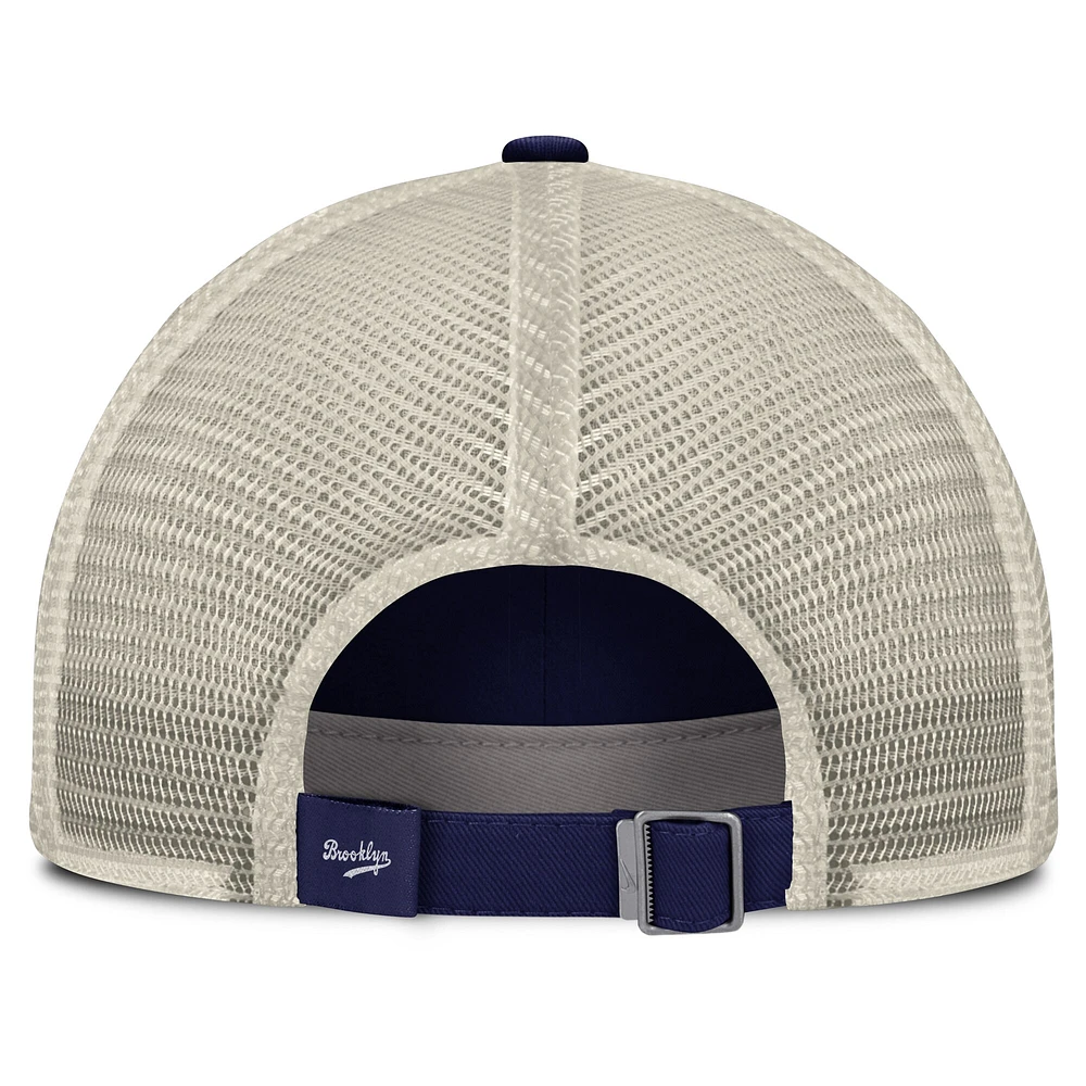 Casquette ajustable Nike Royal/Natural Brooklyn Dodgers Cooperstown Collection Club Trucker pour homme