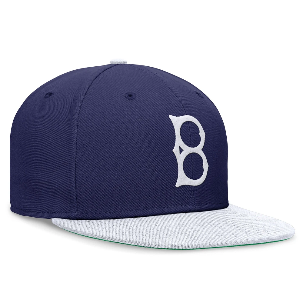 Casquette ajustée Nike Royal/Blanc Brooklyn Dodgers Rewind Cooperstown True Performance pour homme