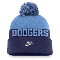 Bonnet en tricot à revers Nike Royal Brooklyn Dodgers Rewind Peak pour homme avec pompon