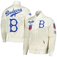 Veste à bouton-pression classique en satin rétro fines rayures Pro Standard pour hommes, crème, Brooklyn Dodgers, collection Cooperstown