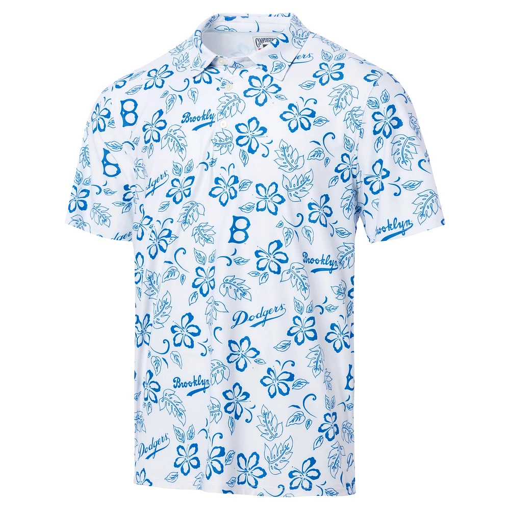 Men's Reyn Spooner White Brooklyn Dodgers Cooperstown Collection Performance Polo