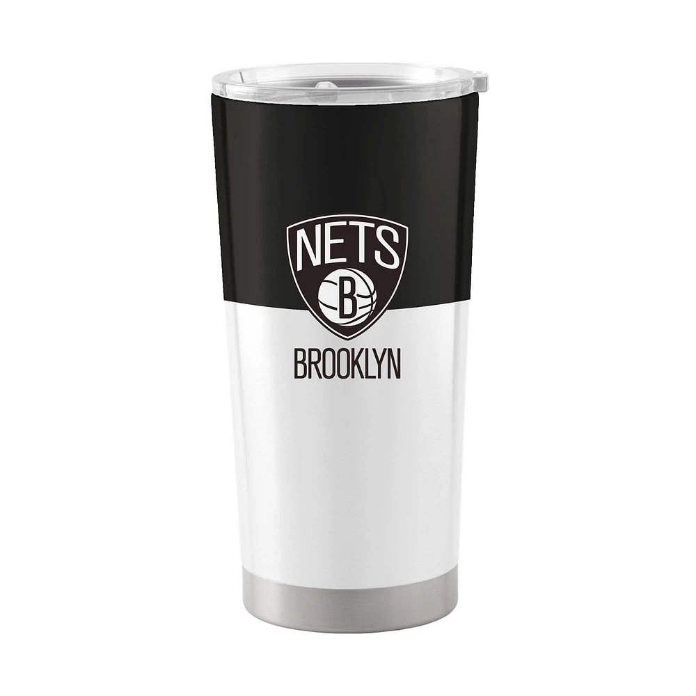 Verre à vin en acier inoxydable colorblock Brooklyn Nets de 20 oz