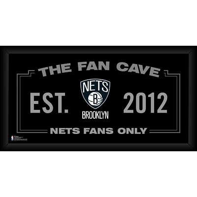 Brooklyn Nets Framed 10" x 20" Fan Cave Collage