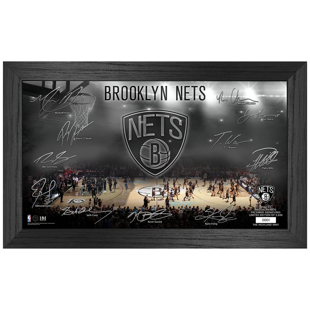 Highland Mint Brooklyn Nets 30,5 x 50,8 cm encadrée 2022/23 Signature Court Photo