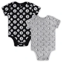 Infant Gray Brooklyn Nets Two-Pack Double Up Bodysuit Set