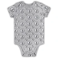 Infant Gray Brooklyn Nets Two-Pack Double Up Bodysuit Set