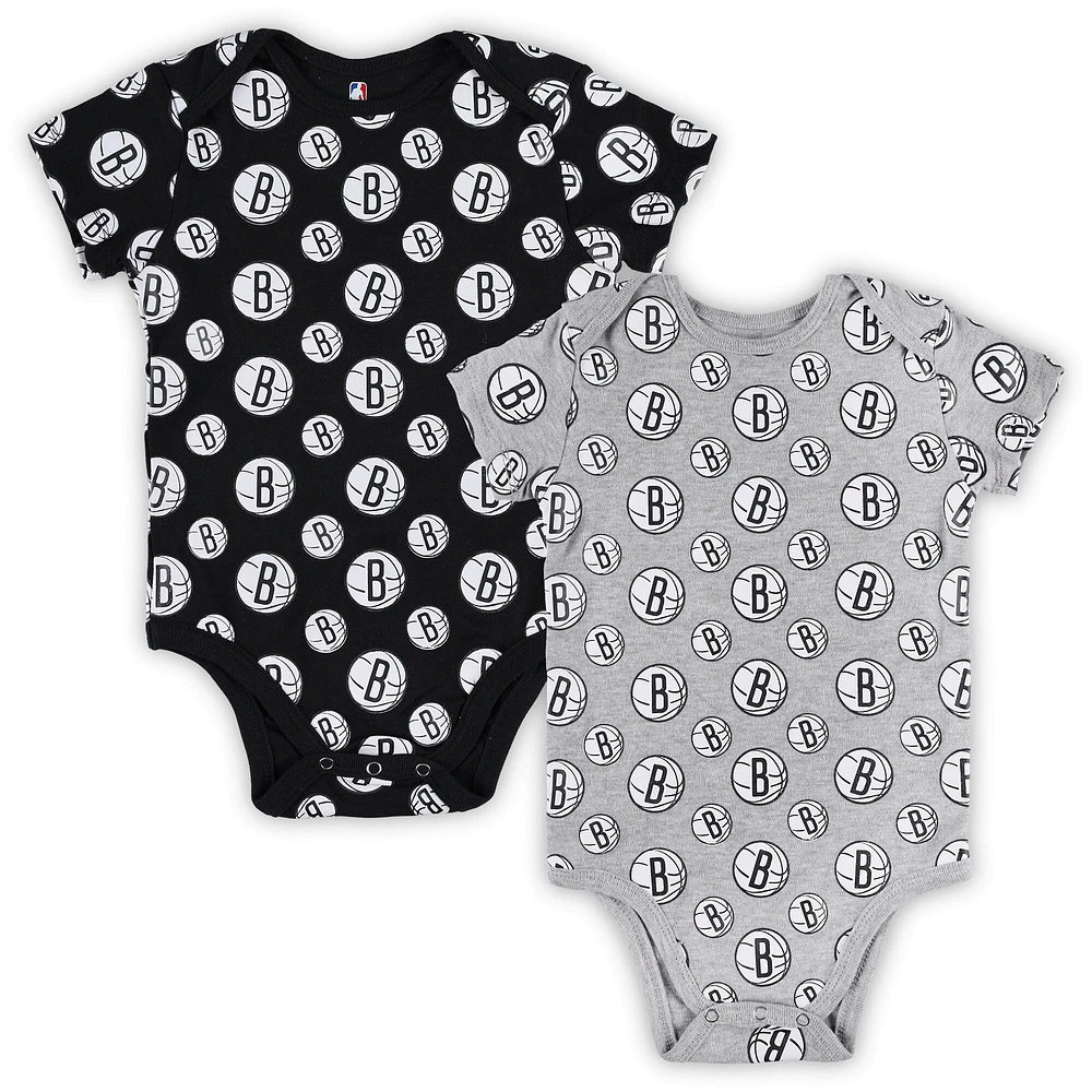 Lot de deux body gris pour bébé Brooklyn Nets Double Up