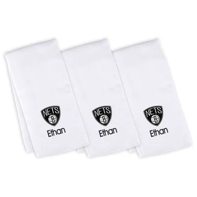 Brooklyn Nets Infant Personalized Burp Cloth 3-Pack - White