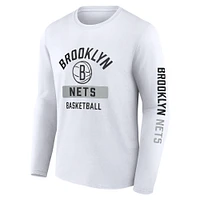 Men's Fanatics  White Brooklyn Nets Long Sleeve T-Shirt