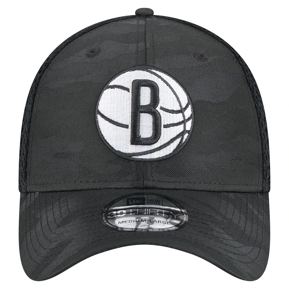 Men's New Era  Black Brooklyn Nets Subtle Camo 39THIRTY Flex Hat