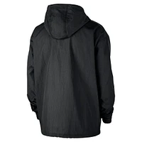 Veste à capuche Nike noire Brooklyn Nets Courtside Premium Club Anorak quart de zip pour homme