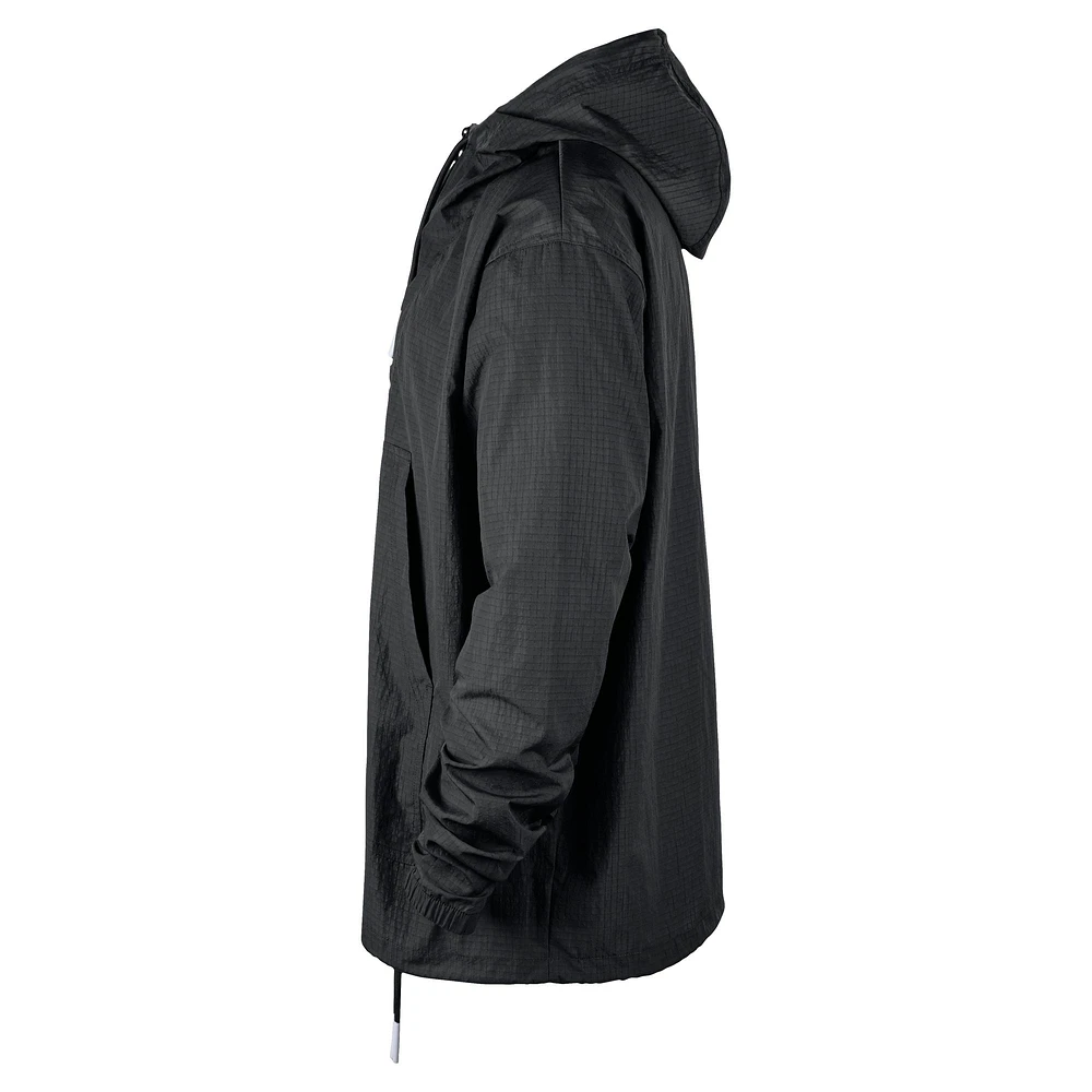 Veste à capuche Nike noire Brooklyn Nets Courtside Premium Club Anorak quart de zip pour homme