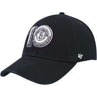 Men's '47 Black Brooklyn Nets 10th Anniversary Clean Up Adjustable Hat