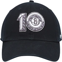 Men's '47 Black Brooklyn Nets 10th Anniversary Clean Up Adjustable Hat