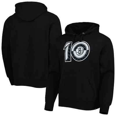 Men's '47 Black Brooklyn Nets 10th Anniversary Headline Pullover Hoodie