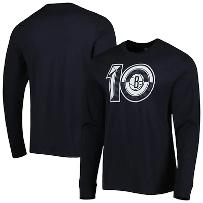 Men's '47 Black Brooklyn Nets 10th Anniversary Super Rival Long Sleeve T-Shirt