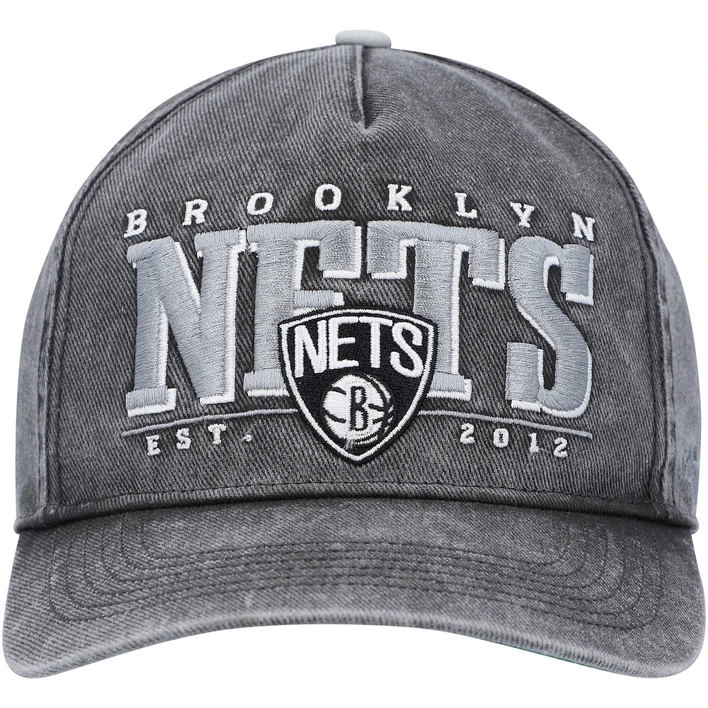 Men's '47 Black Brooklyn Nets Fontana Hitch Snapback Hat