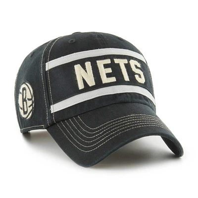 Men's '47 Black Brooklyn Nets Quick Snap Clean Up Adjustable Hat