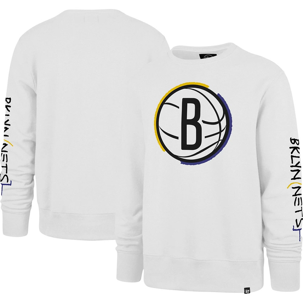 Sweat-shirt pour homme '47 White Brooklyn Nets 2022/23 City Edition Two-Peat Headline Pullover