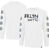 Men's '47 White Brooklyn Nets City Edition Downtown Franklin Long Sleeve T-Shirt