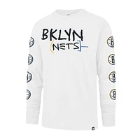 Men's '47 White Brooklyn Nets City Edition Downtown Franklin Long Sleeve T-Shirt