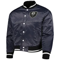 Veste de baseball AUTHMADE Charcoal Brooklyn Nets 10e anniversaire en satin pour homme