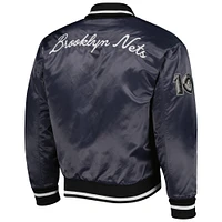 Veste de baseball AUTHMADE Charcoal Brooklyn Nets 10e anniversaire en satin pour homme