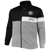 Men's Black/Gray Brooklyn Nets Big & Tall Pieced Body Full-Zip Track Jacket